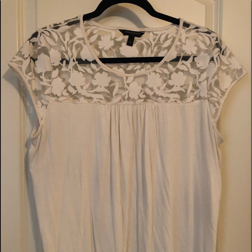 White partial lace/solid top